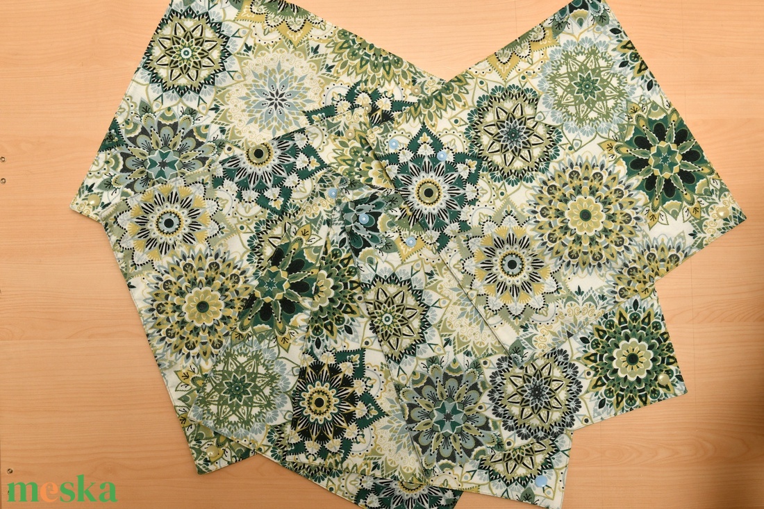 Újraszalvéta patenttal - zöld mandalás - otthon & életmód - konyhafelszerelés, tálalás - konyhai textil - szalvéta - Meska.hu
