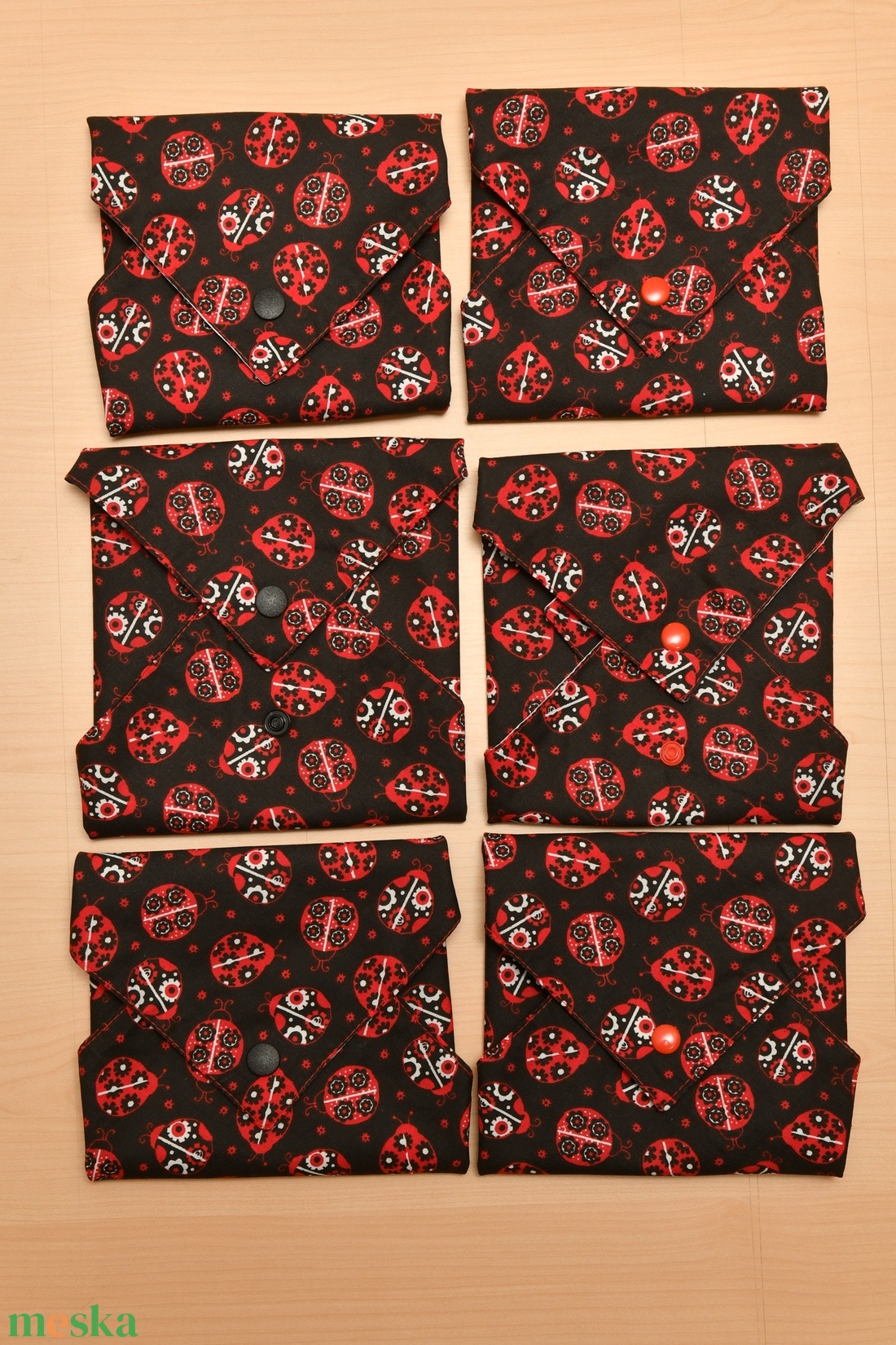 Újraszalvéta patenttal - katicás - otthon & életmód - konyhafelszerelés, tálalás - konyhai textil - szalvéta - Meska.hu
