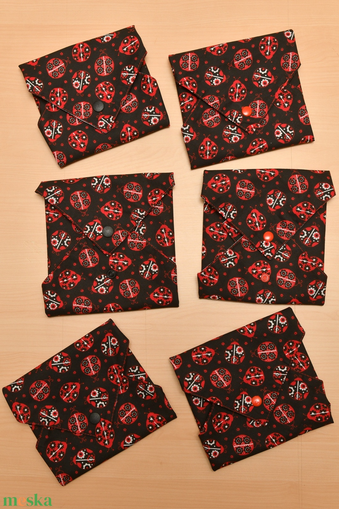 Újraszalvéta patenttal - katicás - otthon & életmód - konyhafelszerelés, tálalás - konyhai textil - szalvéta - Meska.hu