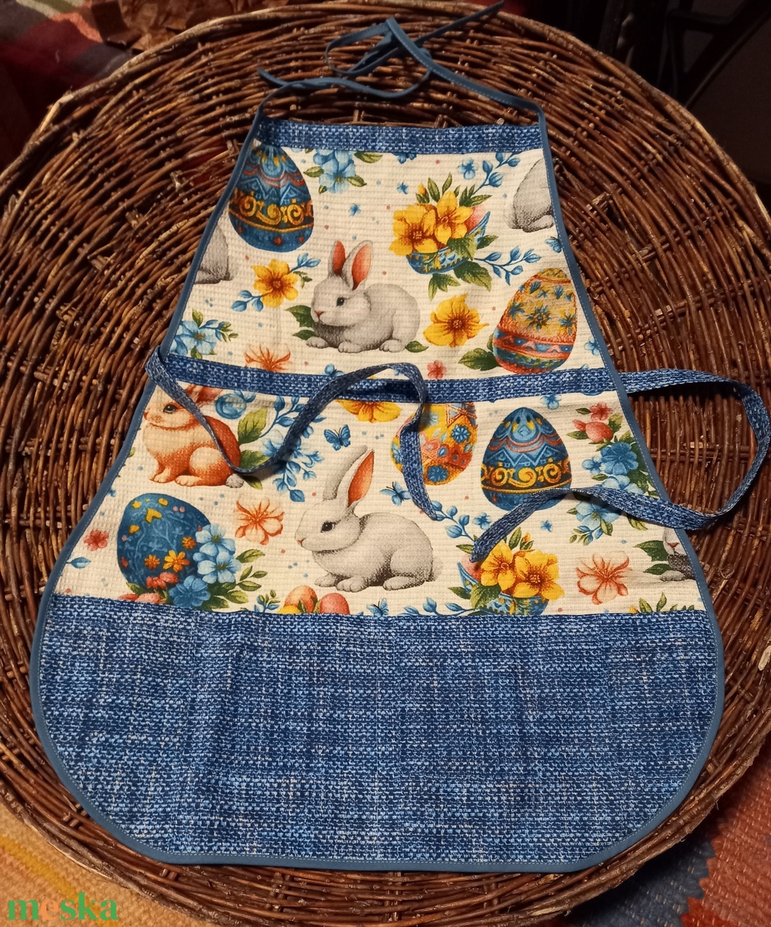 Nagy zsebes kiskötény - otthon & életmód - konyhafelszerelés, tálalás - konyhai textil - kötény - Meska.hu