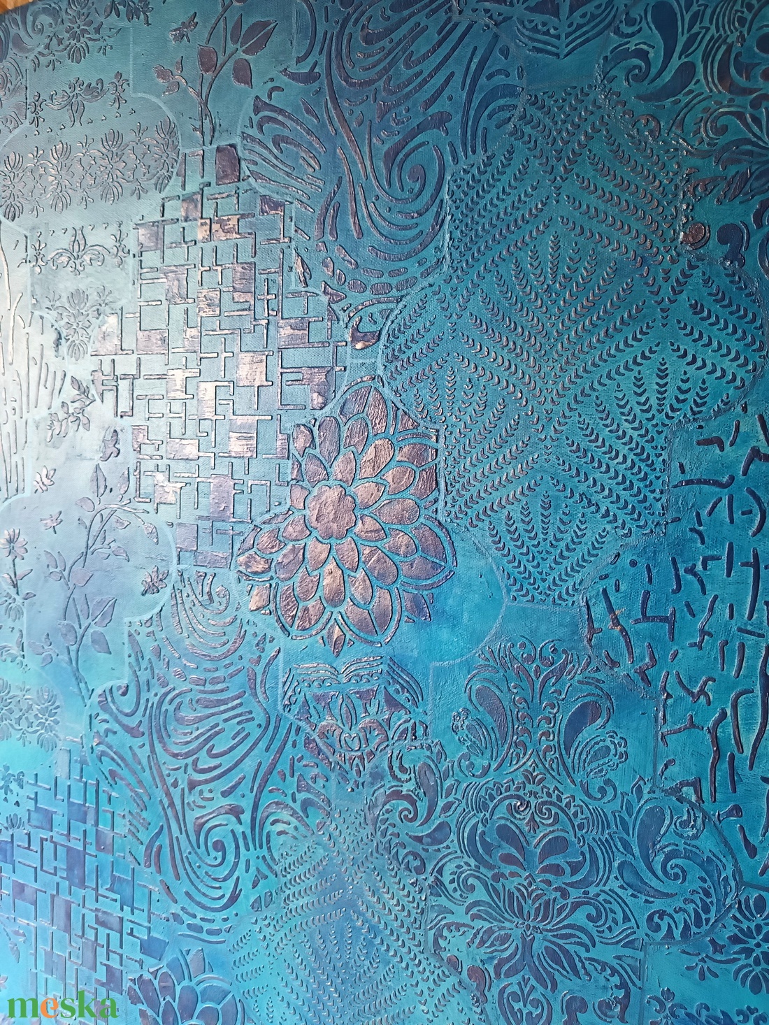 Strukturált festmény - kék marokkói - otthon & lakás - dekoráció - kép & falikép - vászonkép - Meska.hu