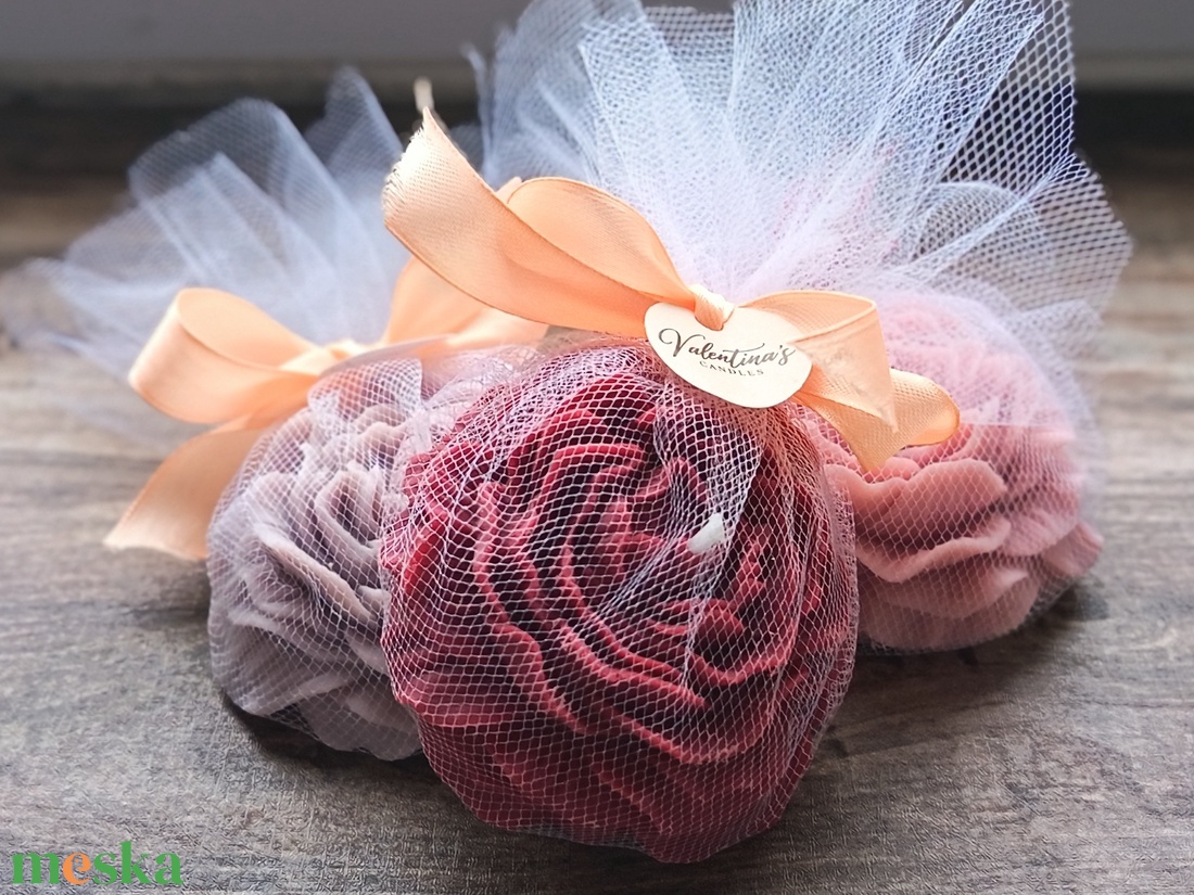 Rózsa illatgyertya - esküvő - emlék & ajándék - köszönőajándék - Meska.hu