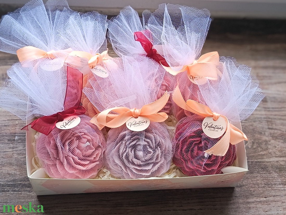 Rózsa illatgyertya - esküvő - emlék & ajándék - köszönőajándék - Meska.hu