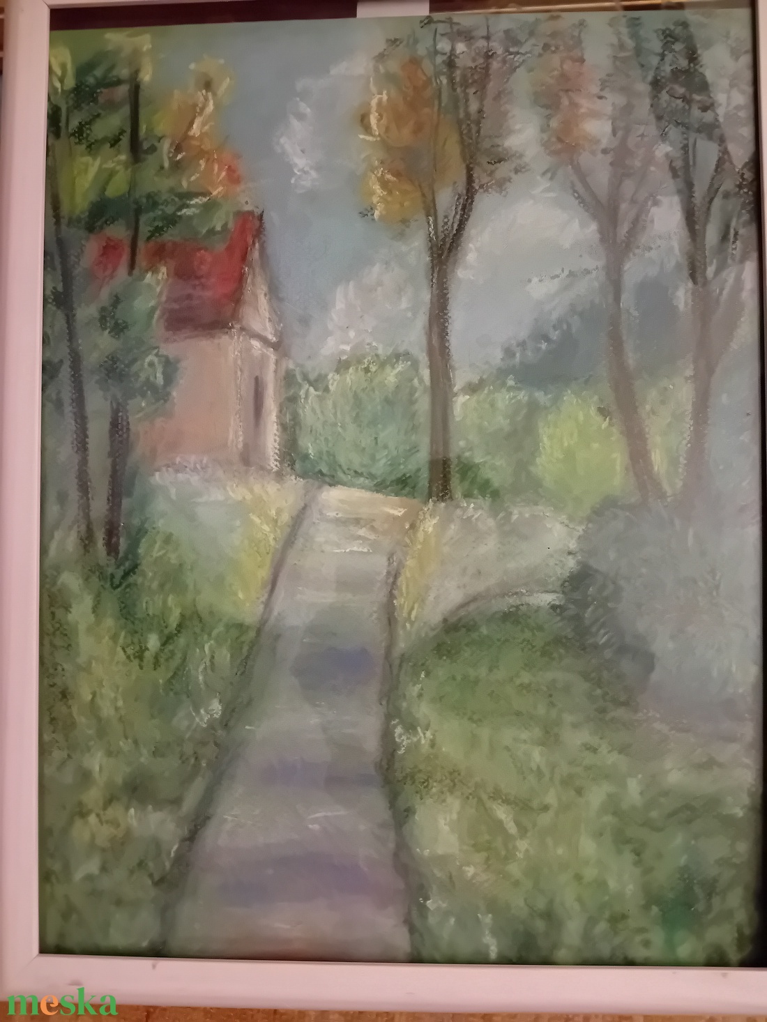 Ház a dombtetőn - művészet - festmény - pasztell - Meska.hu