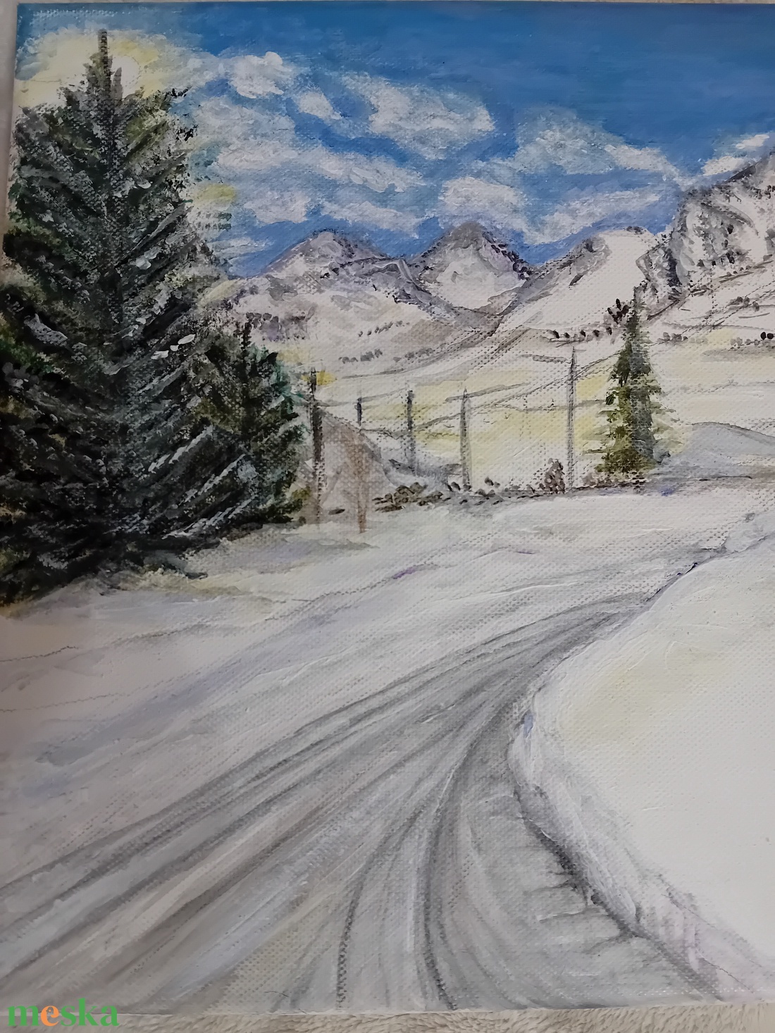  Havas hegyi táj  - művészet - festmény - akril - Meska.hu