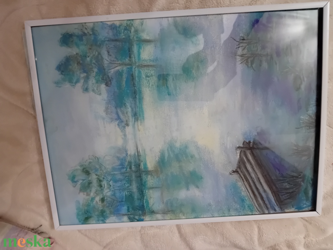 Vízpart mólóval  - művészet - festmény - akril - Meska.hu