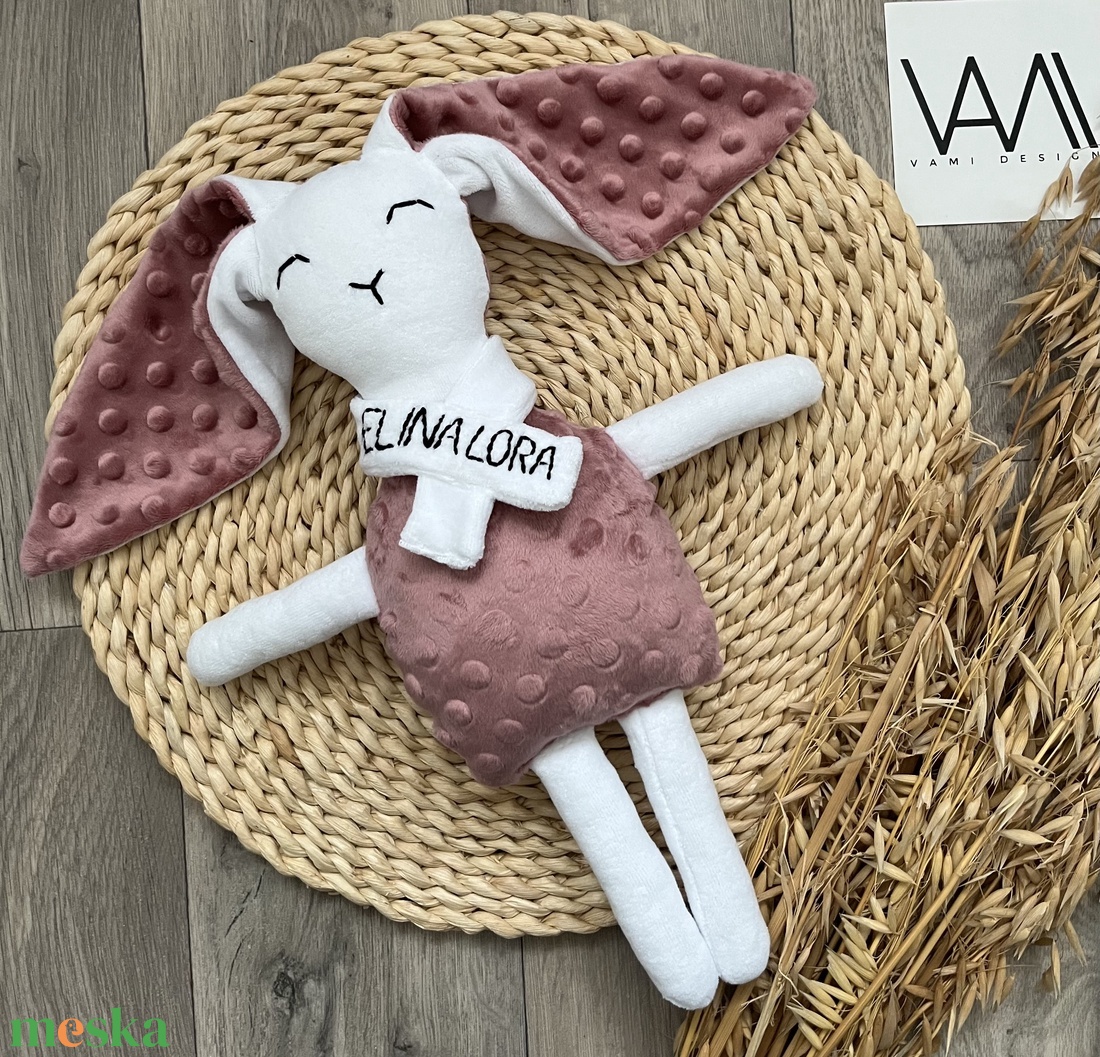 Névre szóló plüss nyuszi - baba - mama - baba játékok - szundikendő, alvóka - Meska.hu