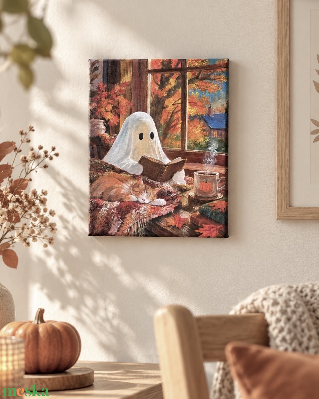 Szellemes Halloween festmény � 18�24 cm-es akrilkép, spooky őszi dekoráció - művészet - festmény - akril - Meska.hu