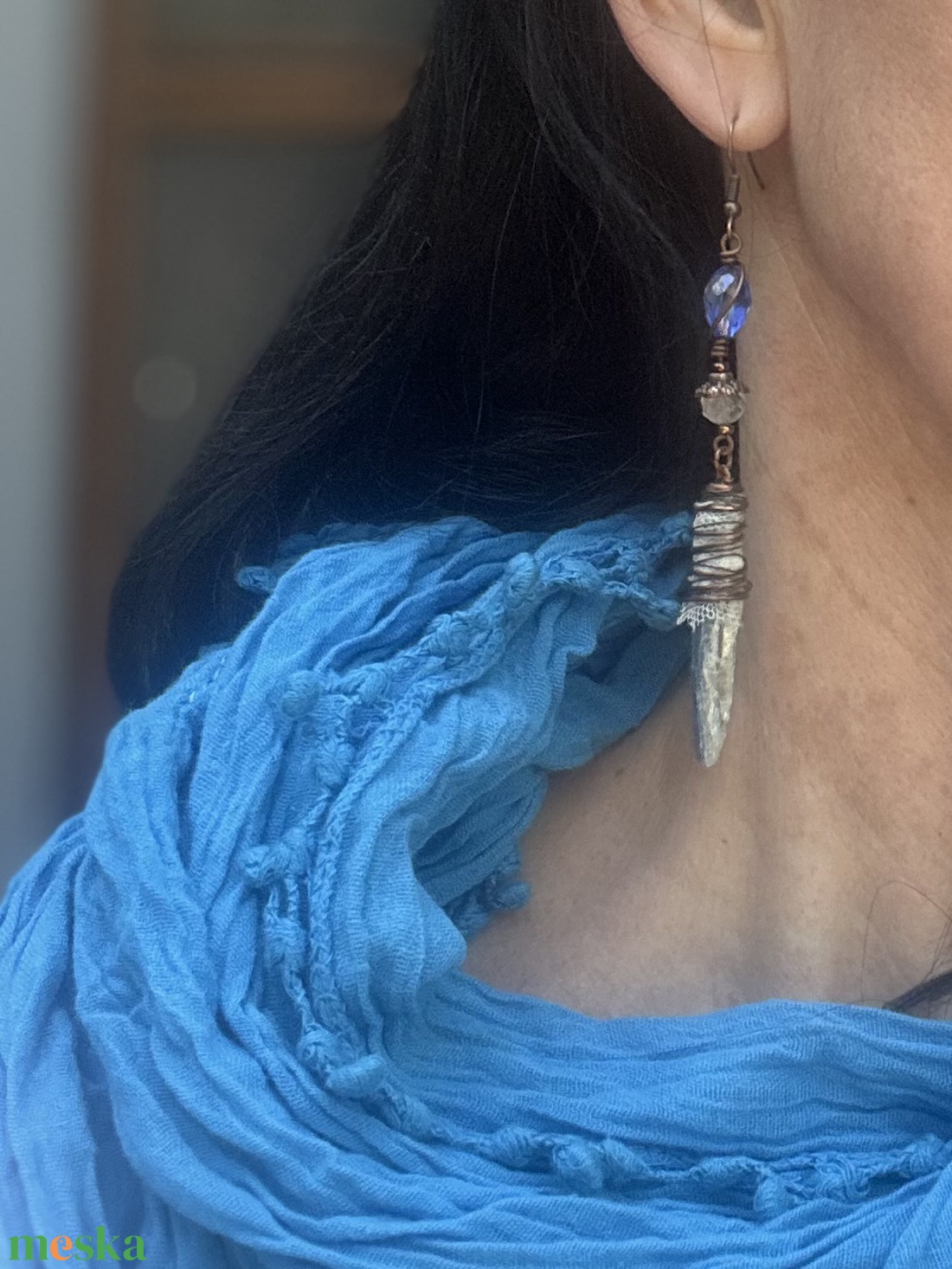 Kyanite ávány fülbevaló - ékszer - fülbevaló - lógó fülbevaló - Meska.hu