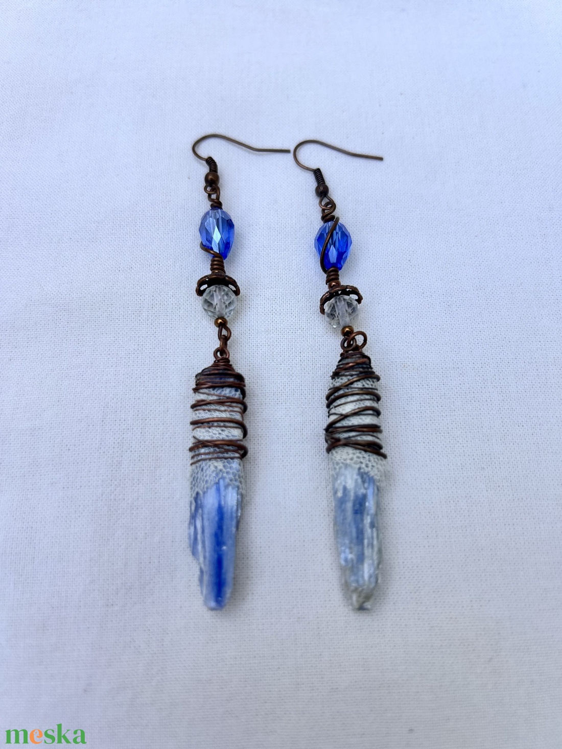 Kyanite ávány fülbevaló - ékszer - fülbevaló - lógó fülbevaló - Meska.hu