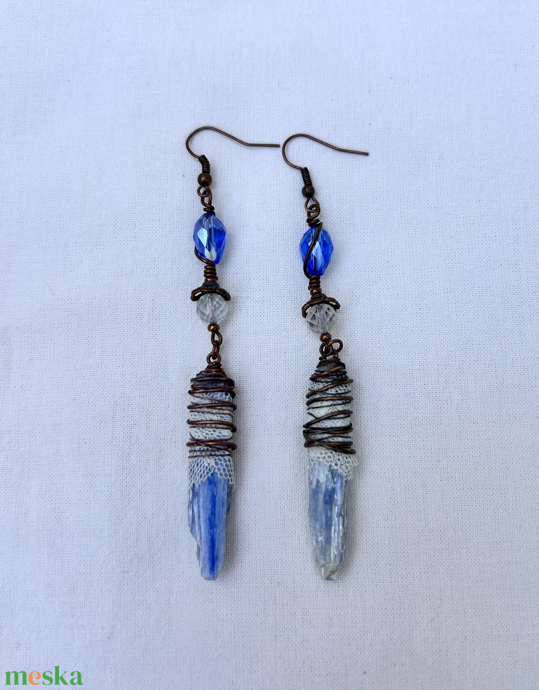 Kyanite ávány fülbevaló - ékszer - fülbevaló - lógó fülbevaló - Meska.hu