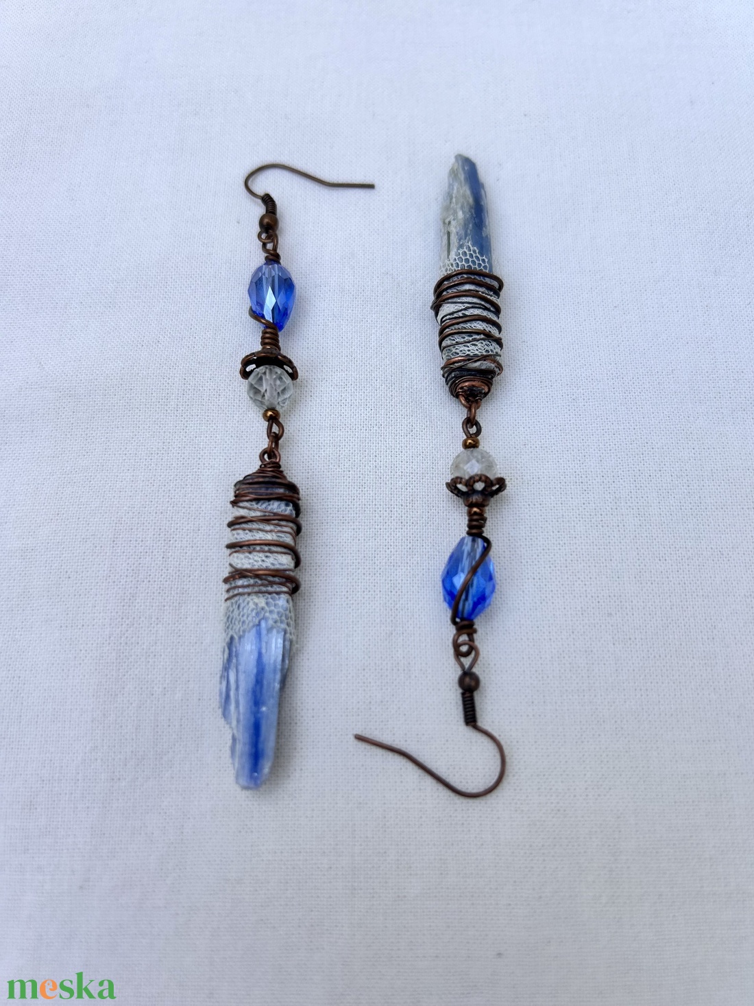 Kyanite ávány fülbevaló - ékszer - fülbevaló - lógó fülbevaló - Meska.hu