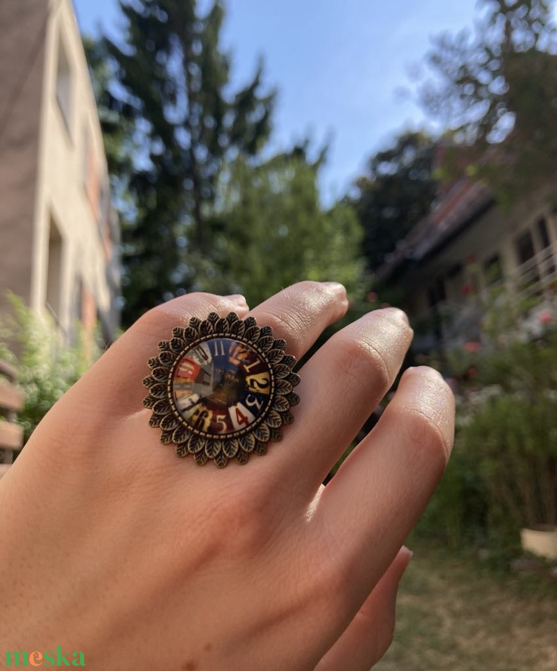 Nagy gyűrű, retro stílusban - Rulett motívummal - ékszer - gyűrű - üveglencsés gyűrű - Meska.hu Nagy gyűrű, retro stílusban - Rulett motívummal - ékszer - gyűrű - üveglencsés gyűrű - Meska.hu