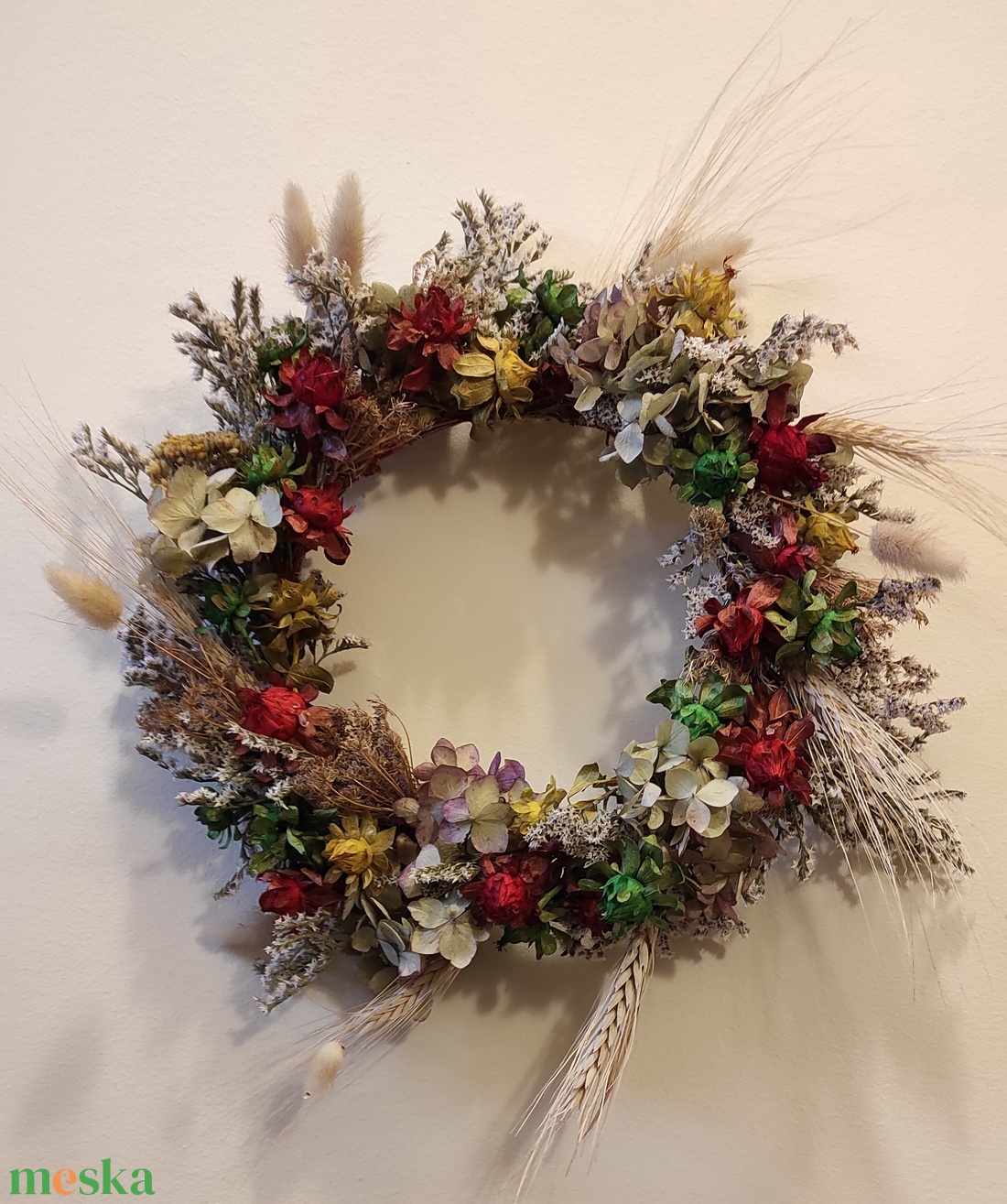 Szárazvirág koszorú - otthon & életmód - dekoráció - virágdekoráció - virágdekoráció - Meska.hu