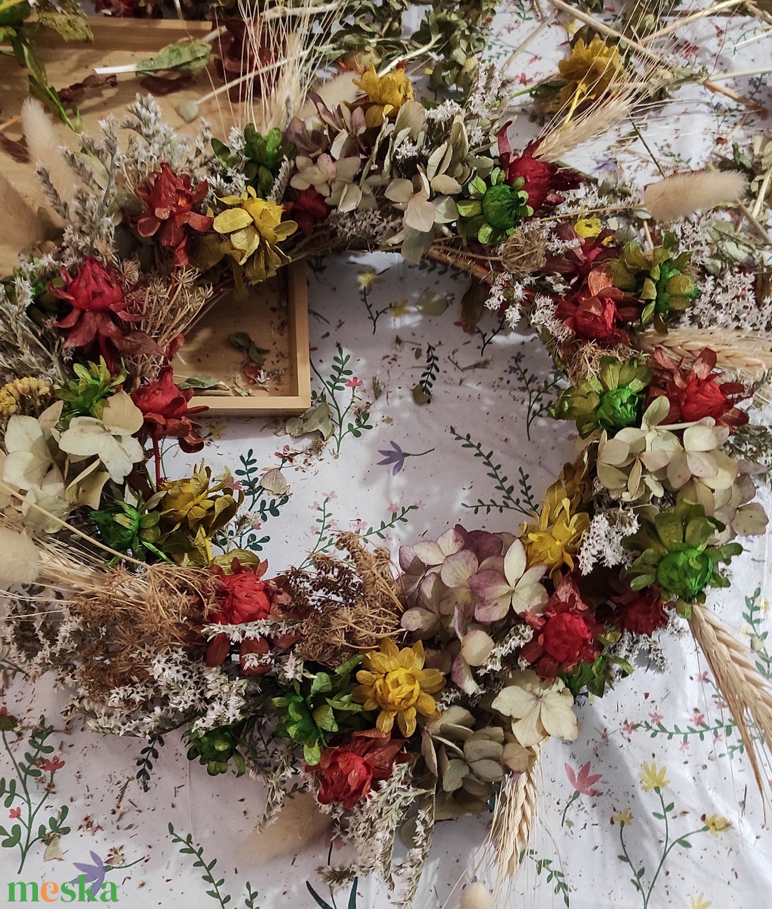 Szárazvirág koszorú - otthon & életmód - dekoráció - virágdekoráció - virágdekoráció - Meska.hu