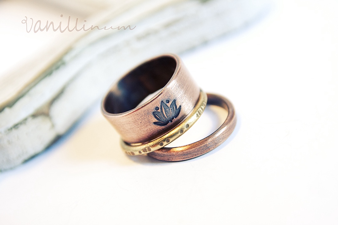 lótusz - vörösréz gyűrű -  - Meska.hu
