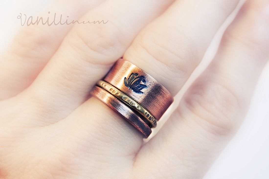 lótusz - vörösréz gyűrű -  - Meska.hu