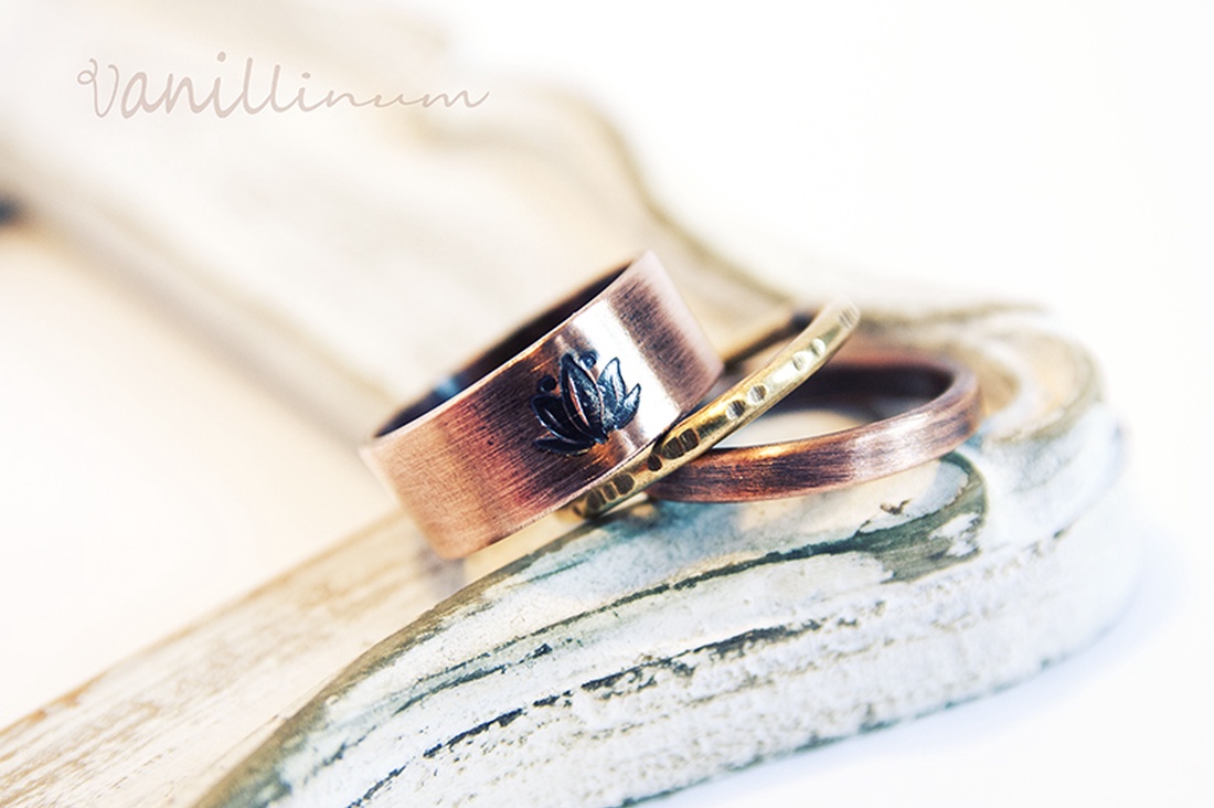 lótusz - vörösréz gyűrű -  - Meska.hu