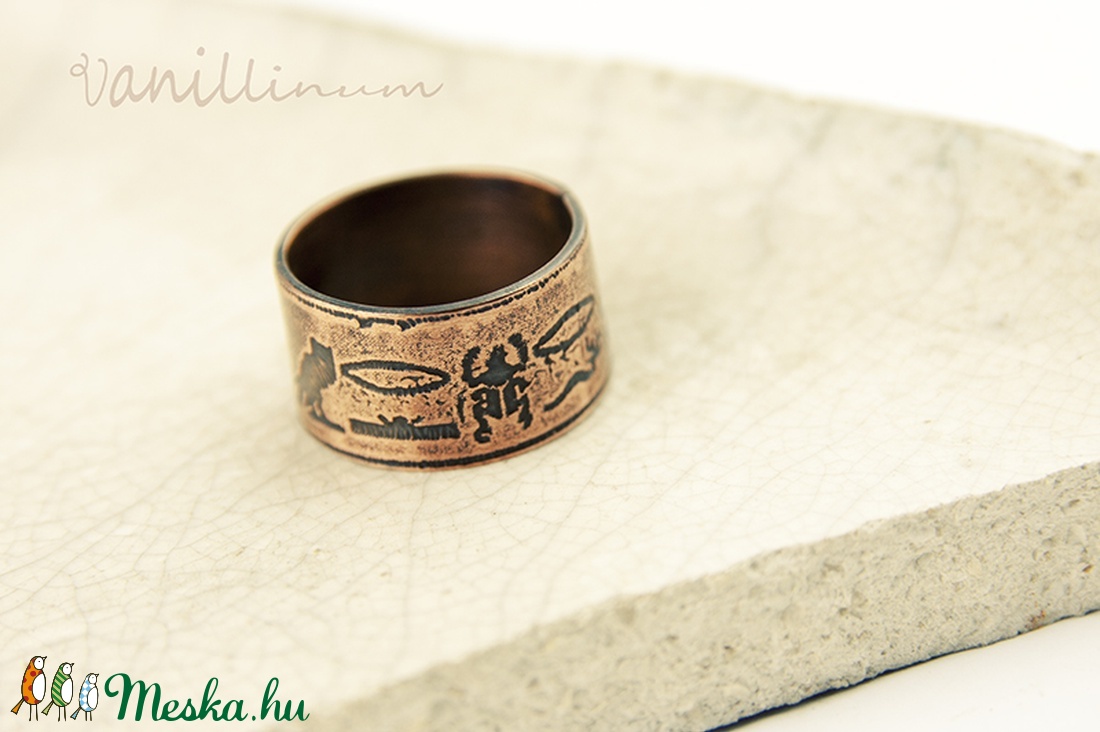 egyiptom - maratott vörösréz gyűrű -  - Meska.hu