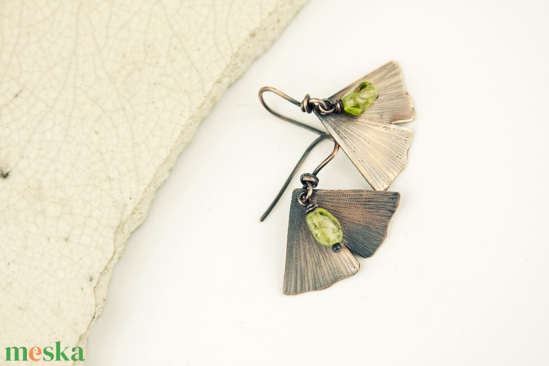 Ginkgo - vörösréz fülbevaló peridottal - - Meska.hu Ginkgo - vörösréz fülbevaló peridottal - - Meska.hu
