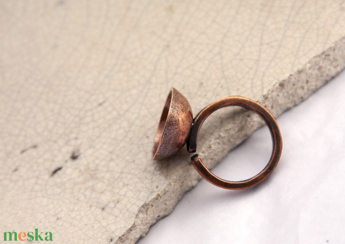 Békalencse - vörösréz gyűrű - ékszer - gyűrű - statement gyűrű - Meska.hu