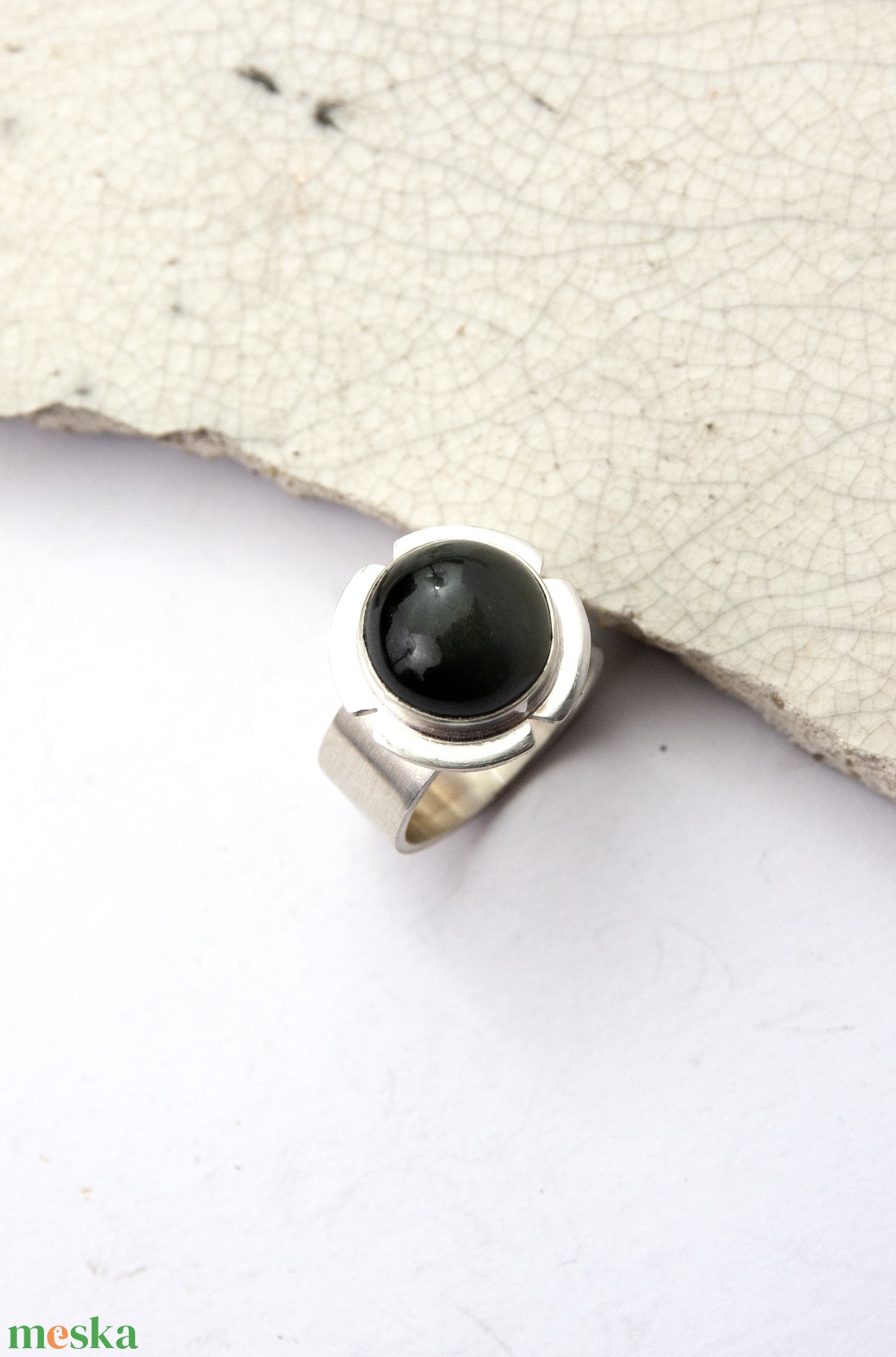 Hana - ezüst gyűrű csillag diopsziddal - ékszer - gyűrű - statement gyűrű - Meska.hu