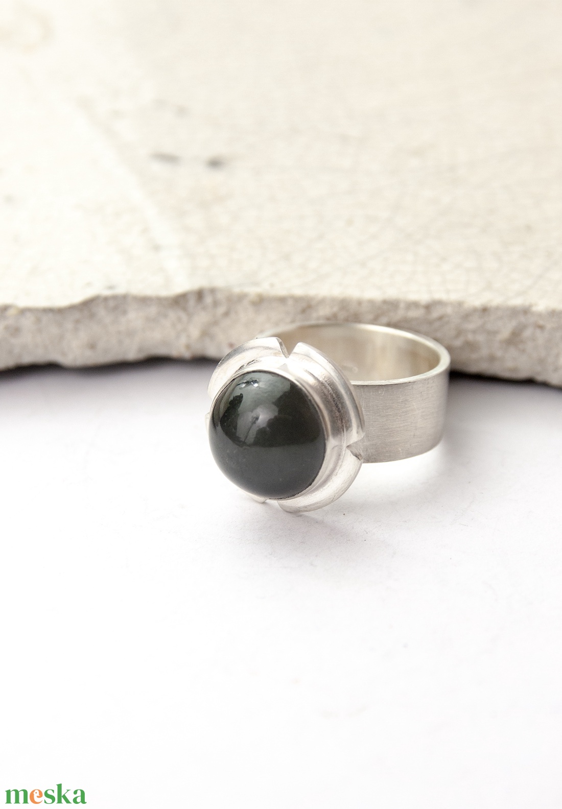 Hana - ezüst gyűrű csillag diopsziddal - ékszer - gyűrű - statement gyűrű - Meska.hu