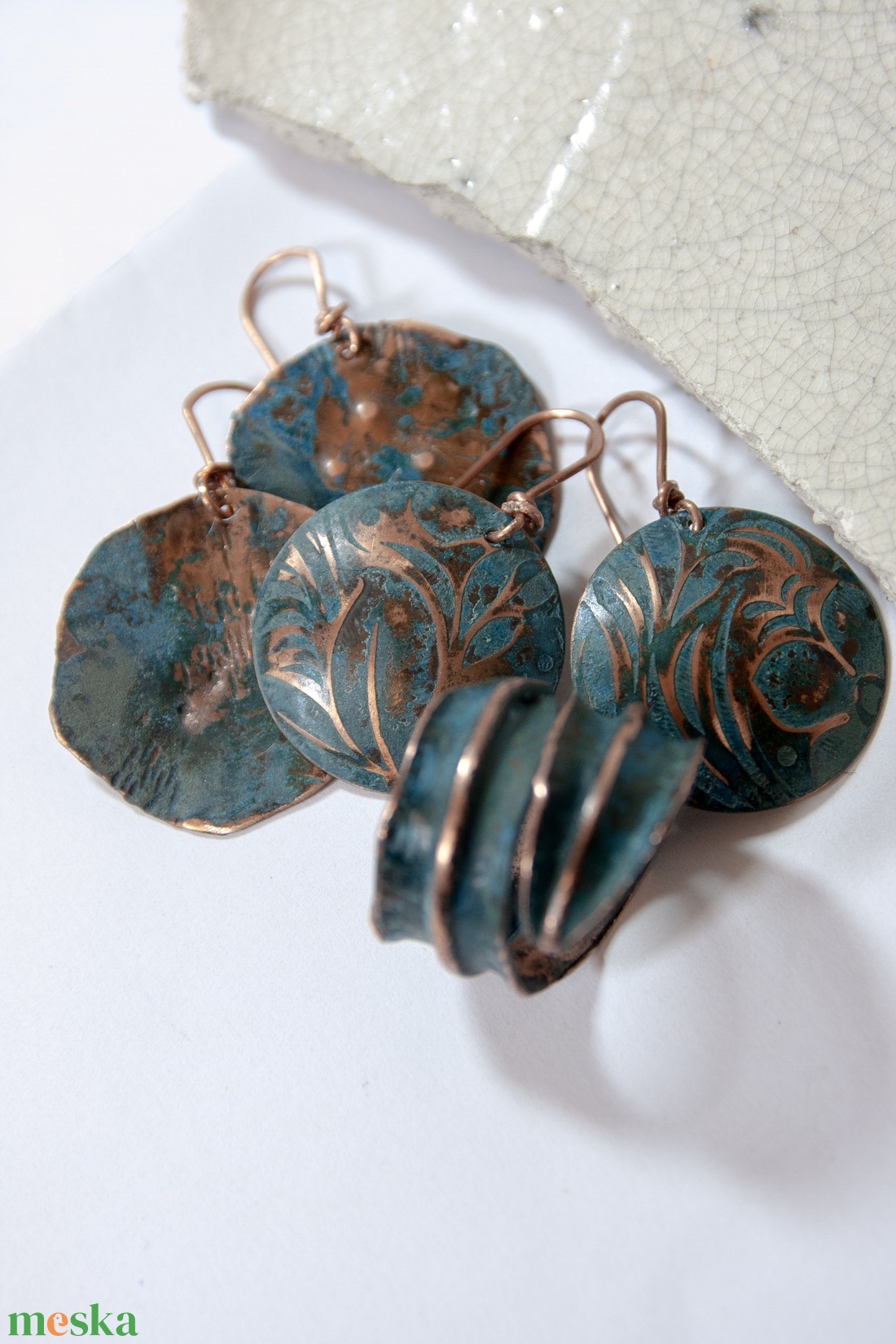 patina - vörösréz szett - ékszer - gyűrű - fonódó gyűrű - Meska.hu patina - vörösréz szett - ékszer - gyűrű - fonódó gyűrű - Meska.hu