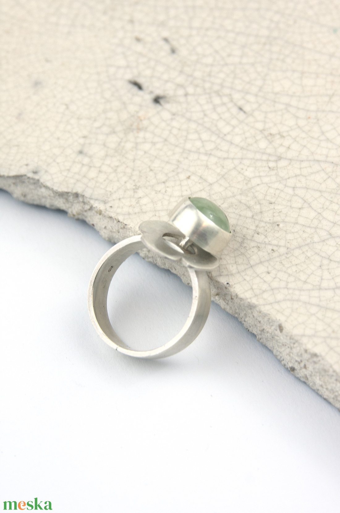 Breeze - ezüst gyűrű prehnittel - ékszer - gyűrű - statement gyűrű - Meska.hu