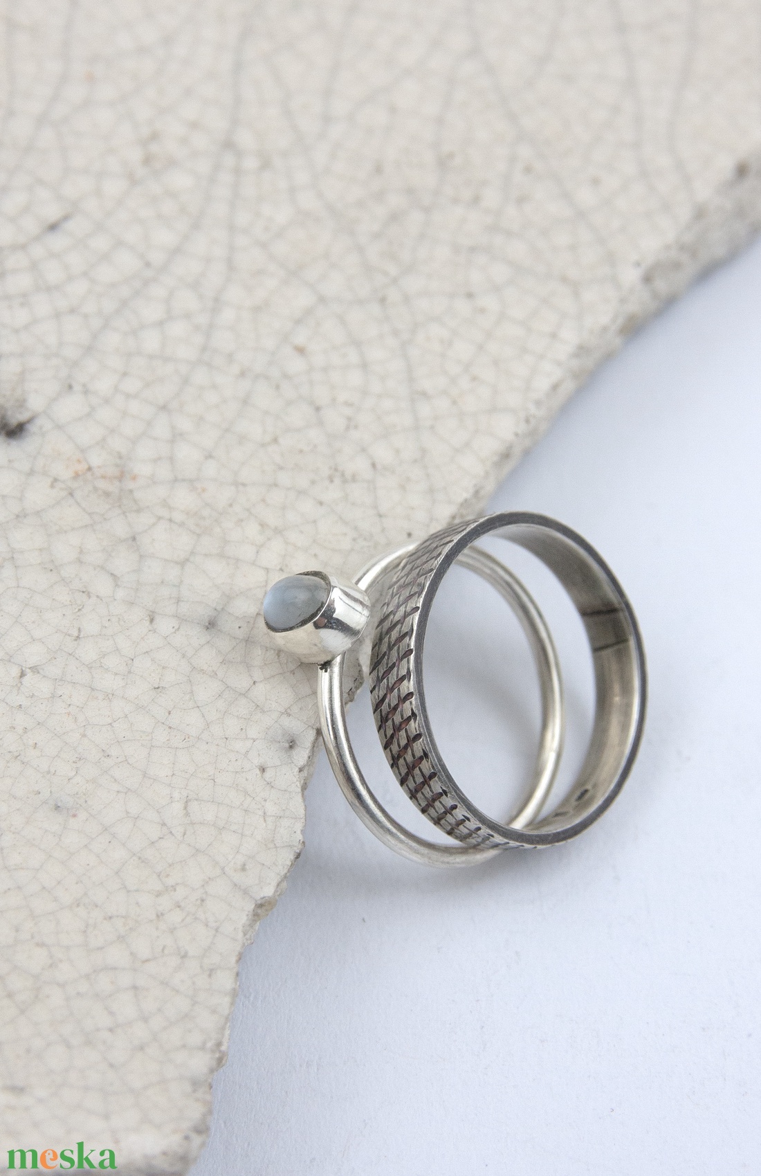 Idősík - ezüst gyűrű holdkővel - ékszer - gyűrű - vékony gyűrű - Meska.hu