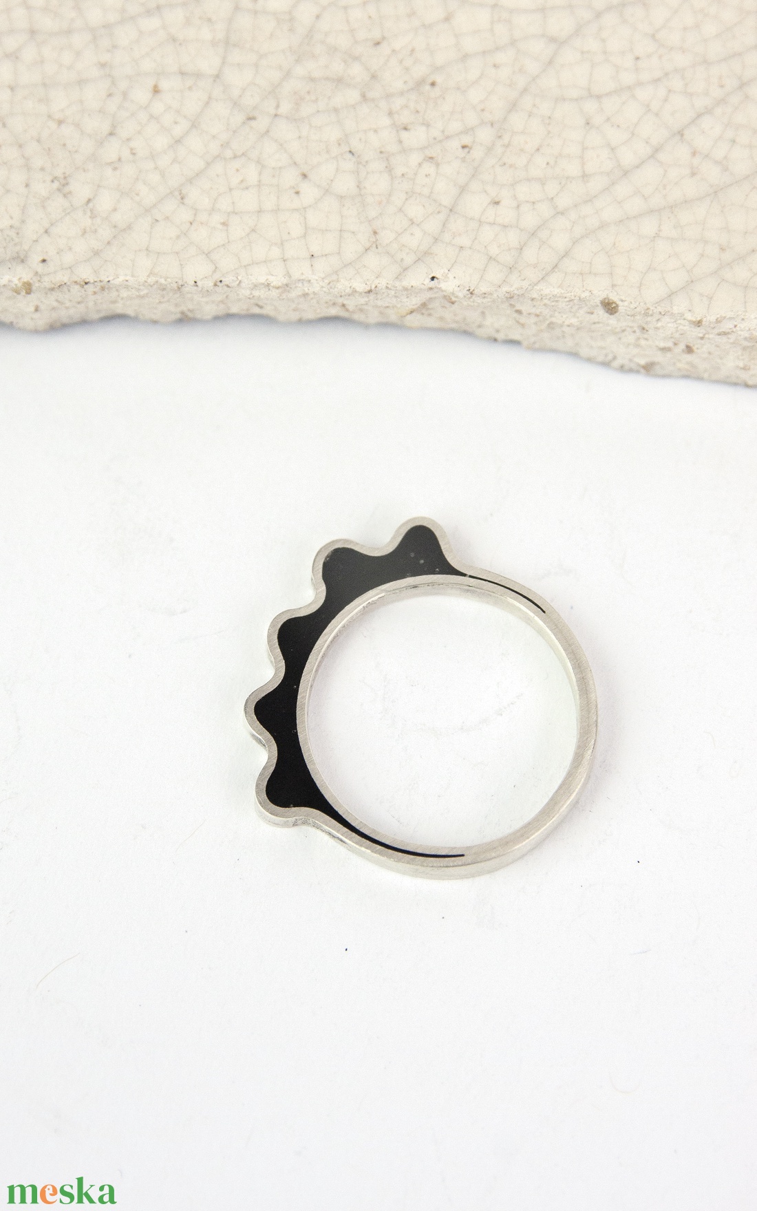 Grafitvirág - ezüst gyűrű - ékszer - gyűrű - statement gyűrű - Meska.hu