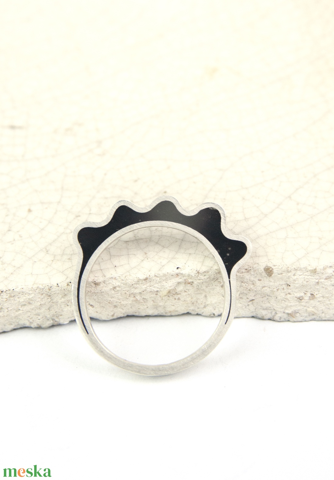 Grafitvirág - ezüst gyűrű - ékszer - gyűrű - statement gyűrű - Meska.hu