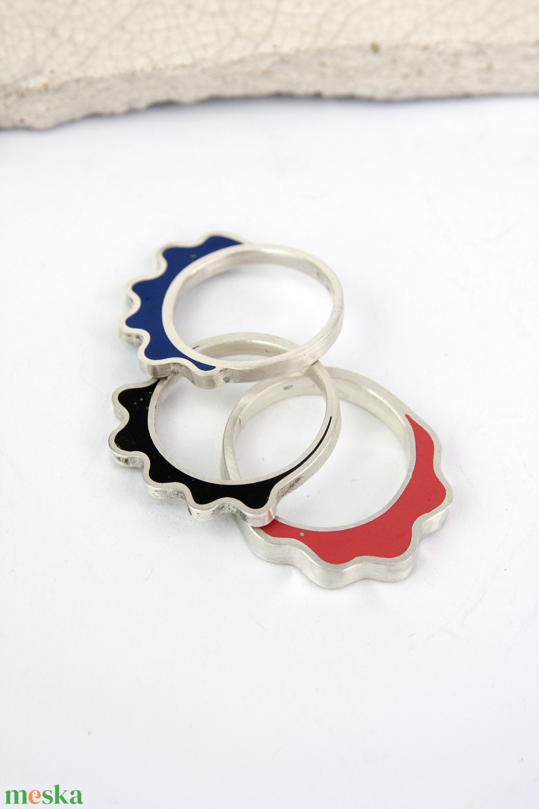 Grafitvirág - ezüst gyűrű - ékszer - gyűrű - statement gyűrű - Meska.hu