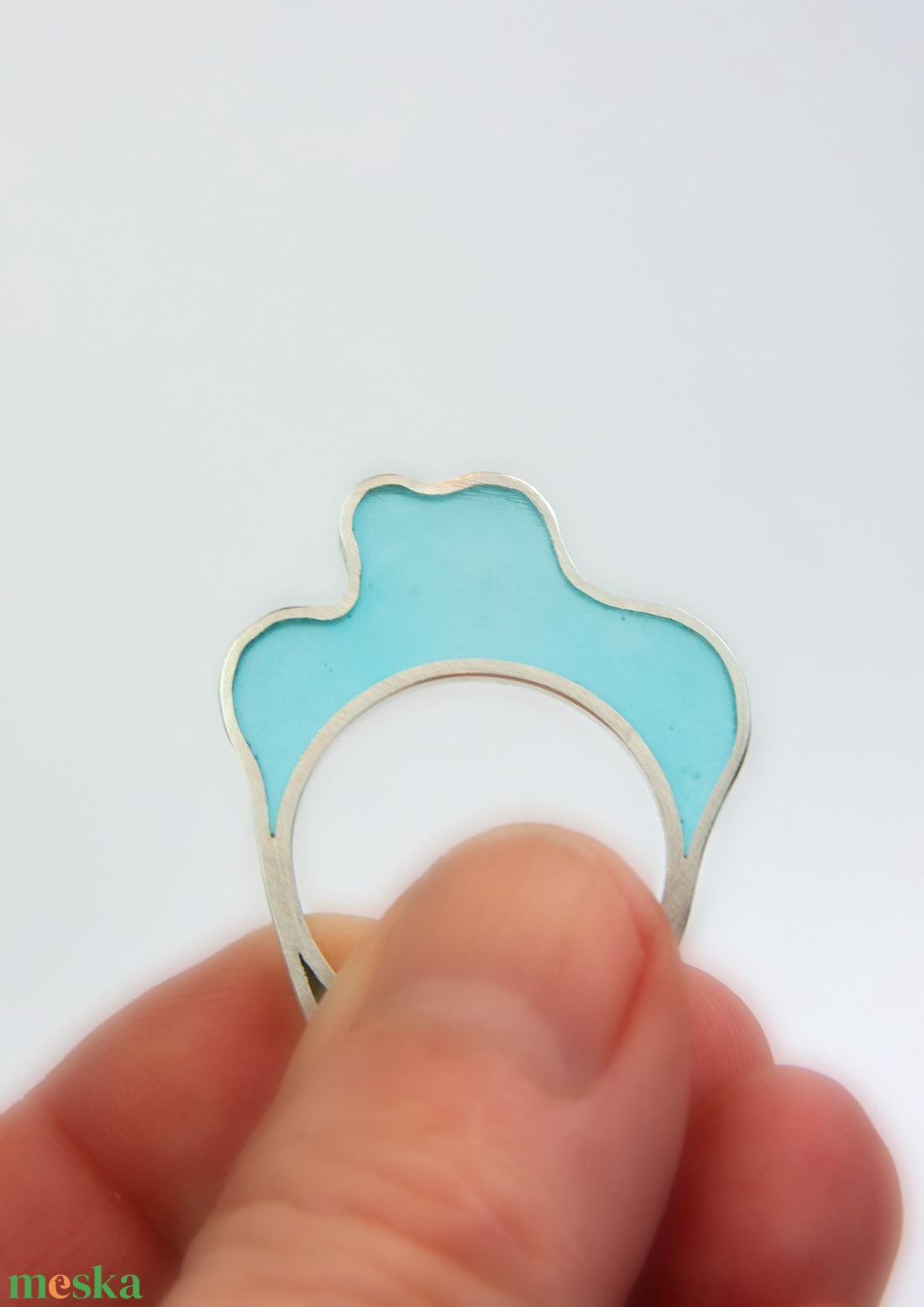 Amőba blue - ezüst gyűrű - ékszer - gyűrű - statement gyűrű - Meska.hu