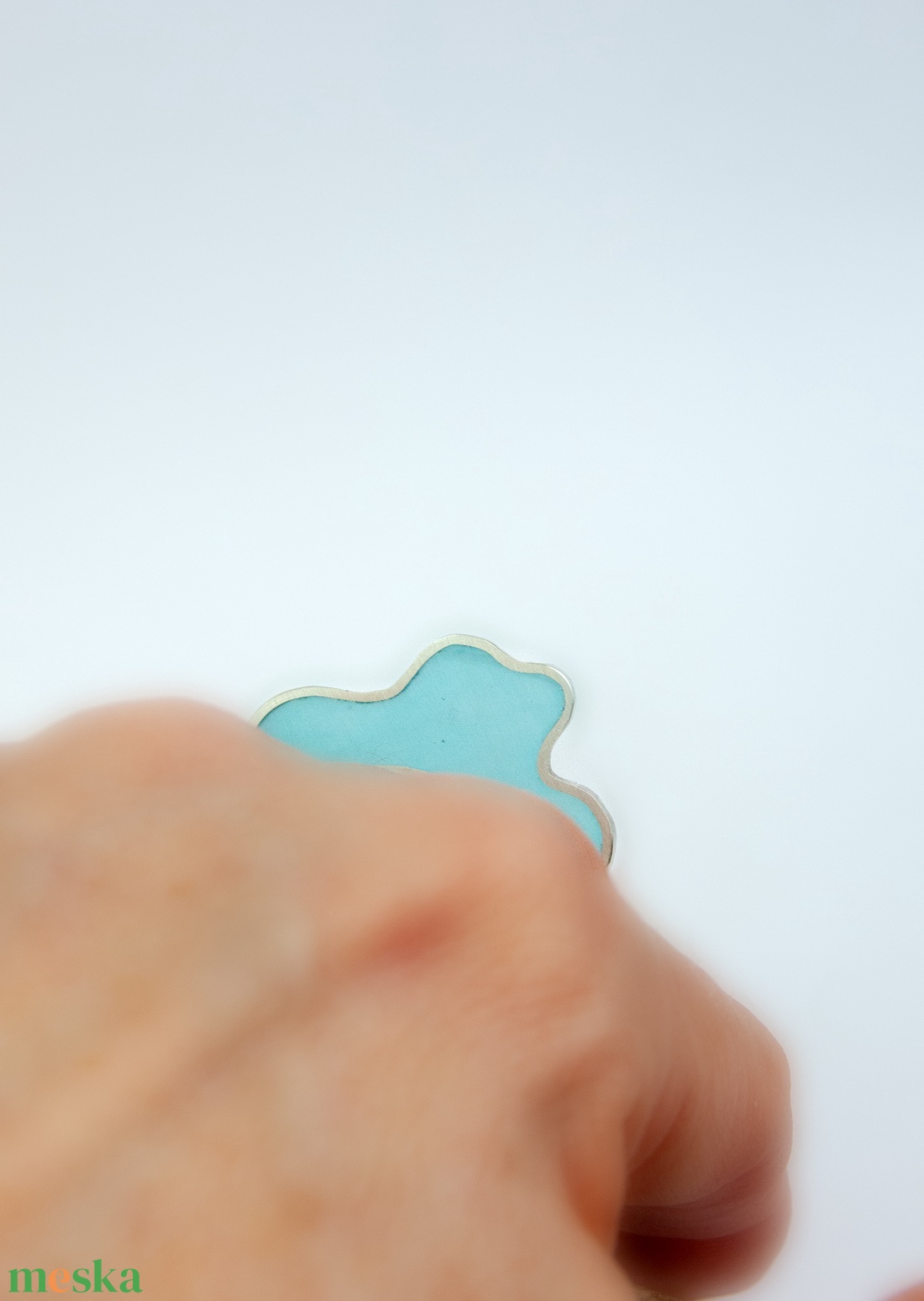 Amőba blue - ezüst gyűrű - ékszer - gyűrű - statement gyűrű - Meska.hu