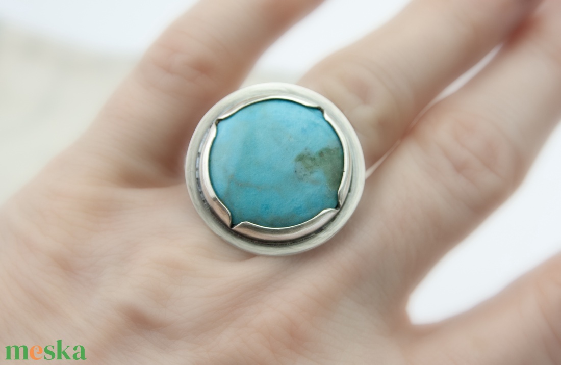 Arizóna blue - ezüst gyűrű türkizzel - ékszer - gyűrű - statement gyűrű - Meska.hu
