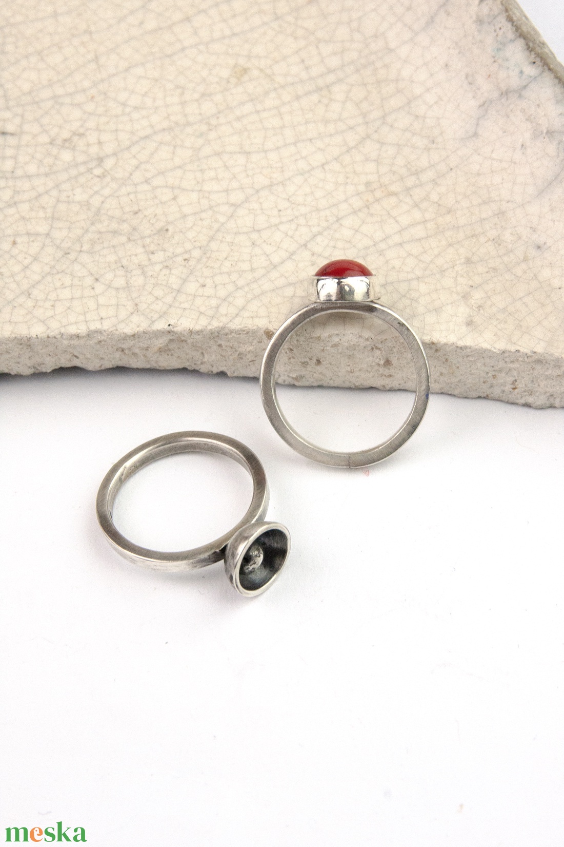 Pipacs - ezüst gyűrű korallal - ékszer - gyűrű - kerek gyűrű - Meska.hu