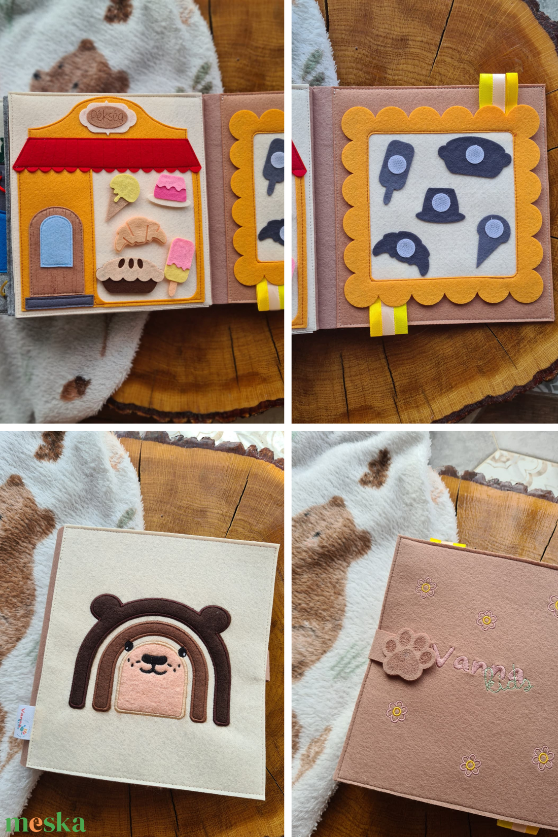 Prémium csendes könyv - Maci - baba - mama - baba játékok - textilkönyv & babakönyv - Meska.hu