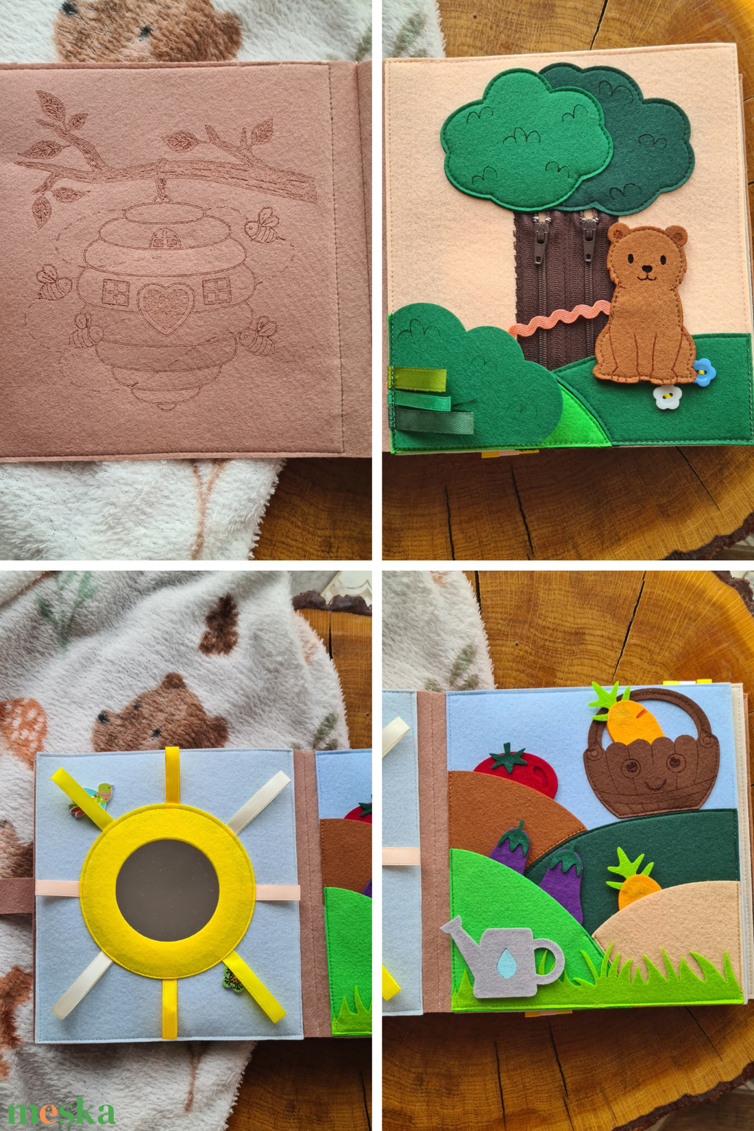 Prémium csendes könyv - Maci - baba - mama - baba játékok - textilkönyv & babakönyv - Meska.hu