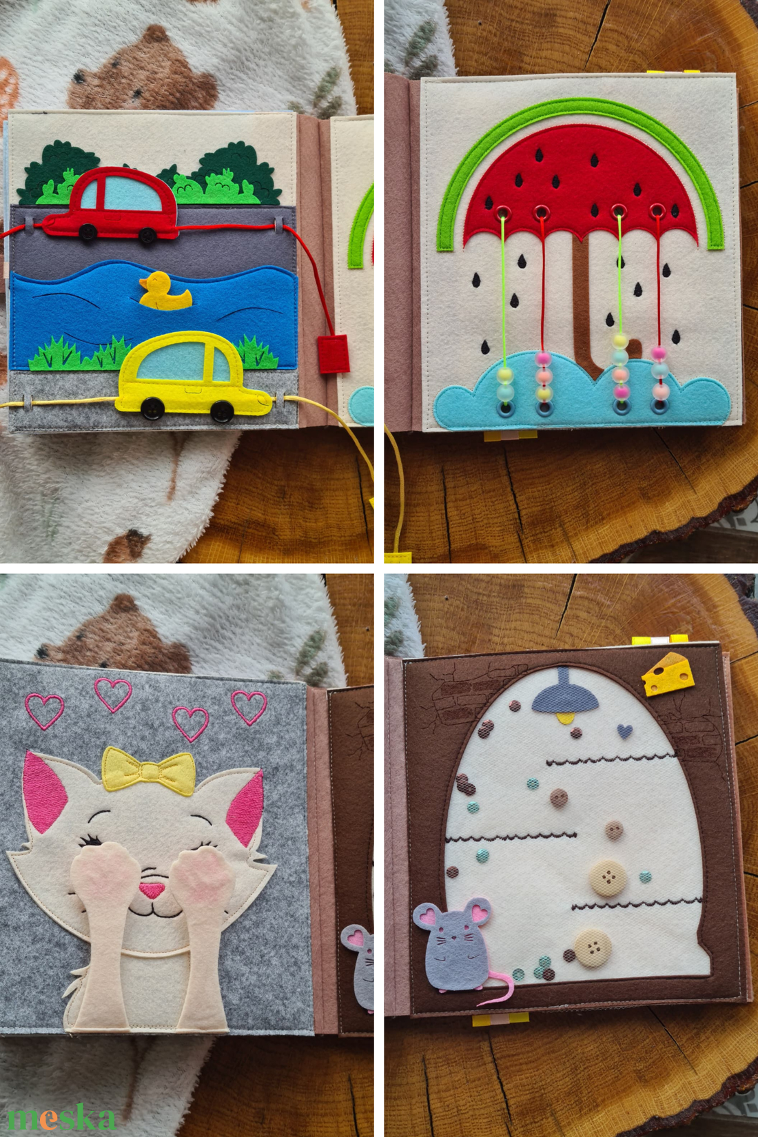 Prémium csendes könyv - Maci - baba - mama - baba játékok - textilkönyv & babakönyv - Meska.hu