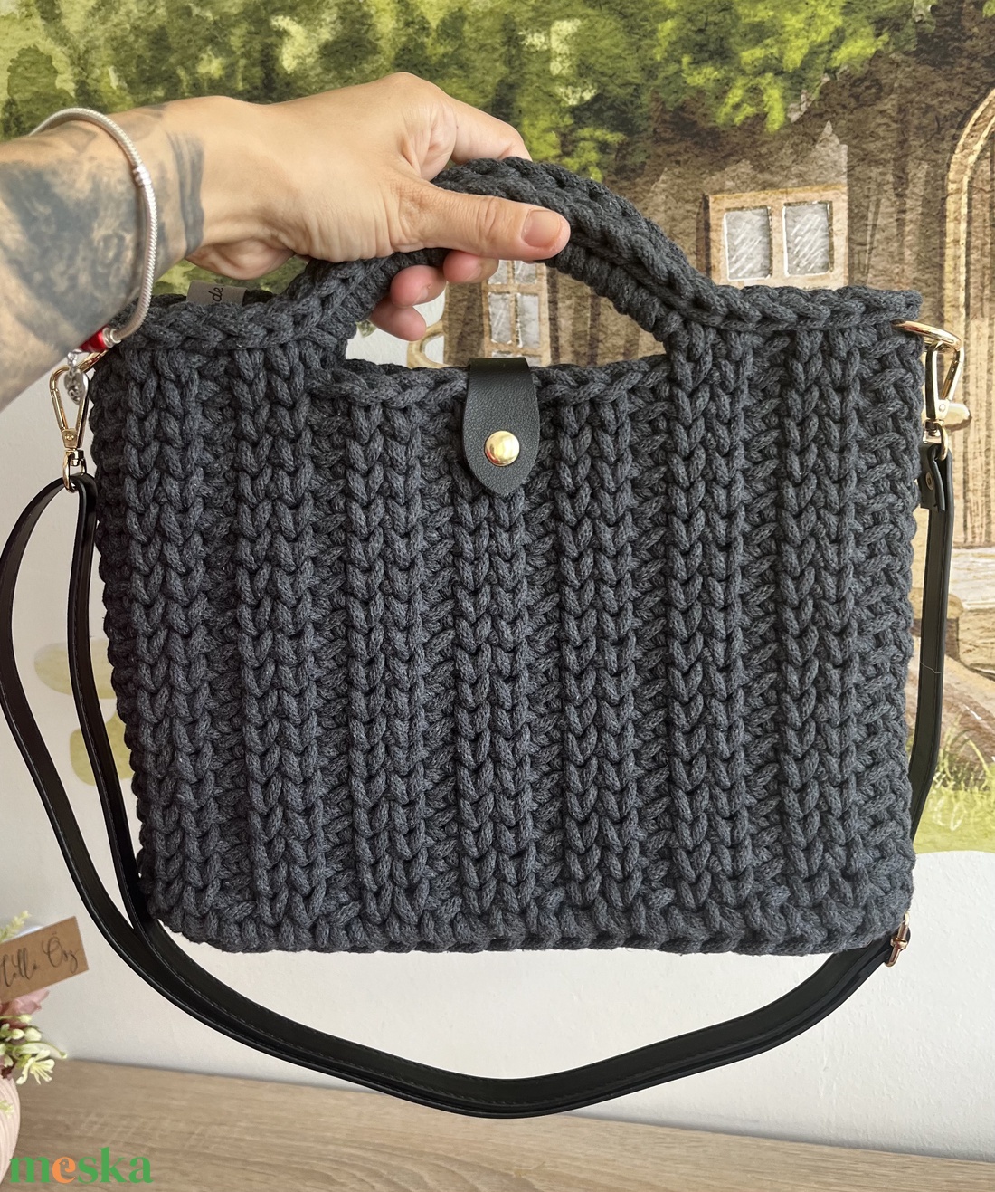 Horgolt kézi- és oldaltáska - táska & tok - kézitáska & válltáska - vállon átvethető táska - Meska.hu
