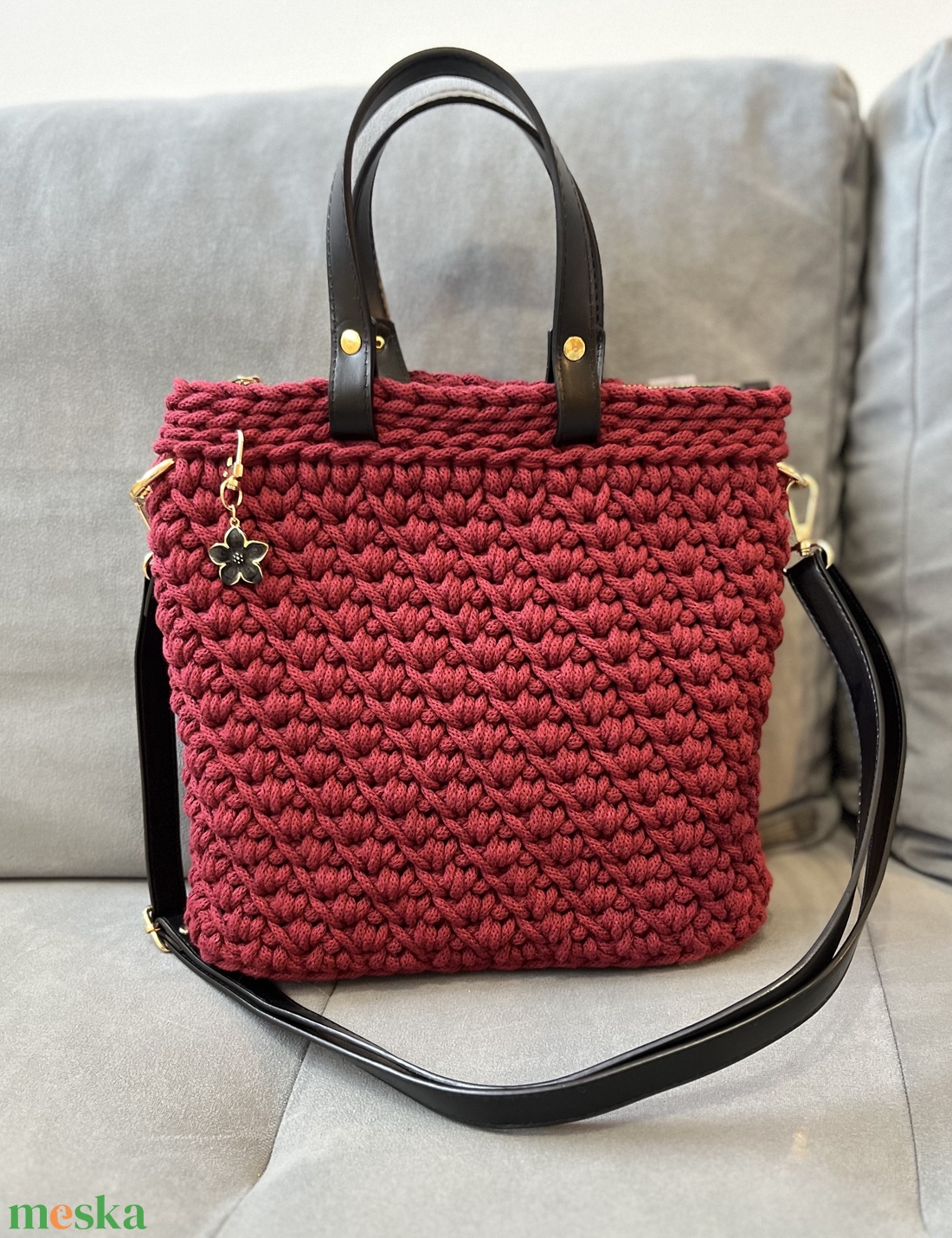 Horgolt kézi- és oldaltáska - táska & tok - kézitáska & válltáska - vállon átvethető táska - Meska.hu