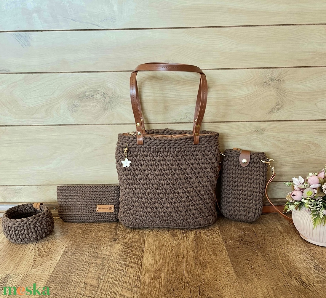 Horgolt táska szett - táska & tok - kézitáska & válltáska - válltáska - Meska.hu
