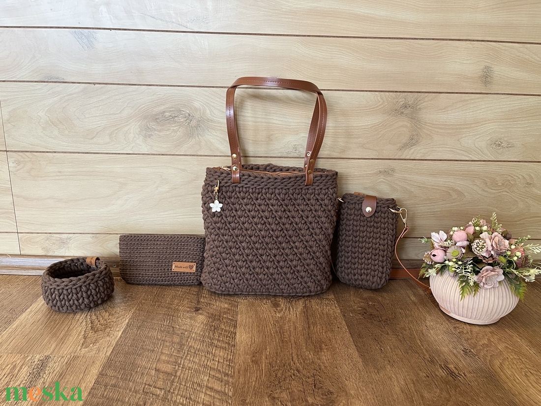 Horgolt táska szett - táska & tok - kézitáska & válltáska - válltáska - Meska.hu