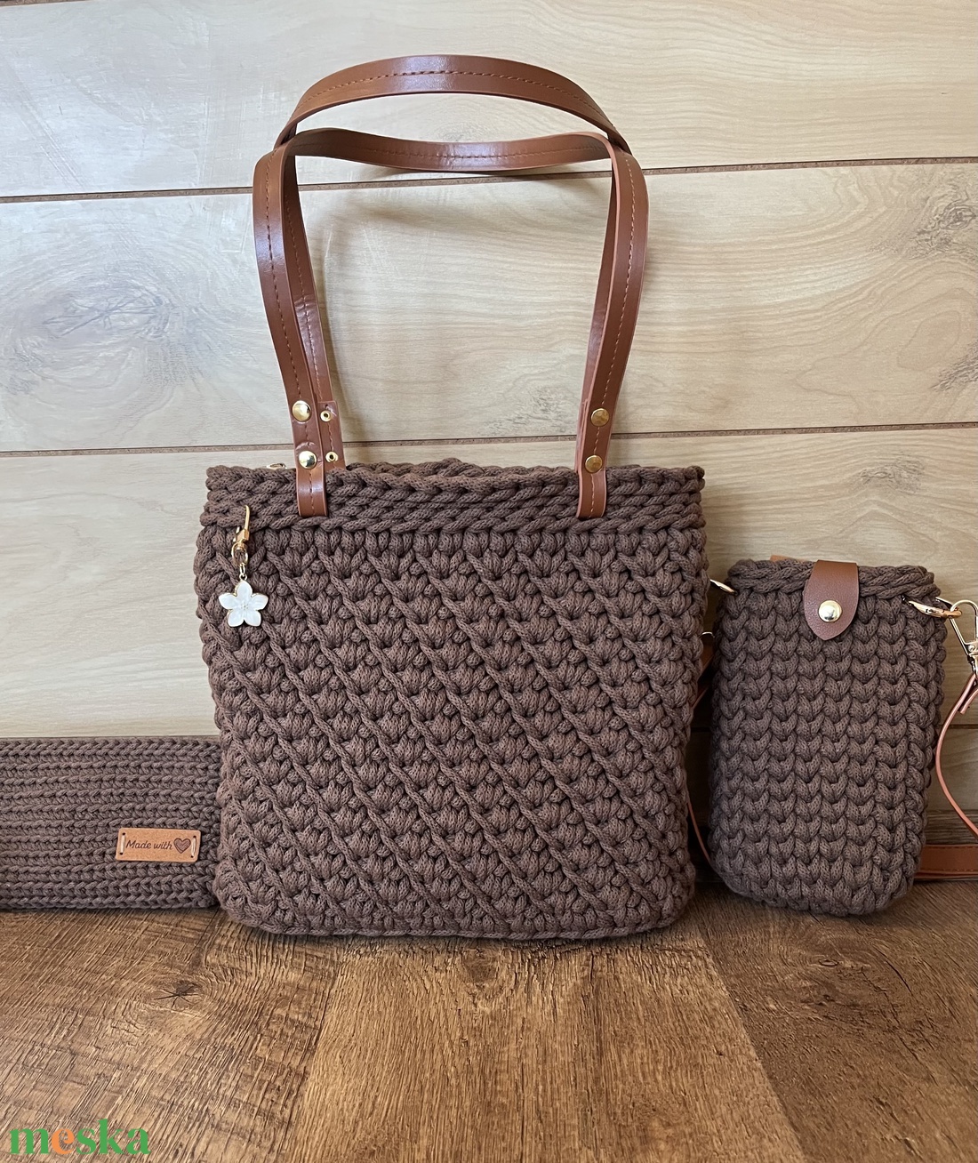 Horgolt táska szett - táska & tok - kézitáska & válltáska - válltáska - Meska.hu