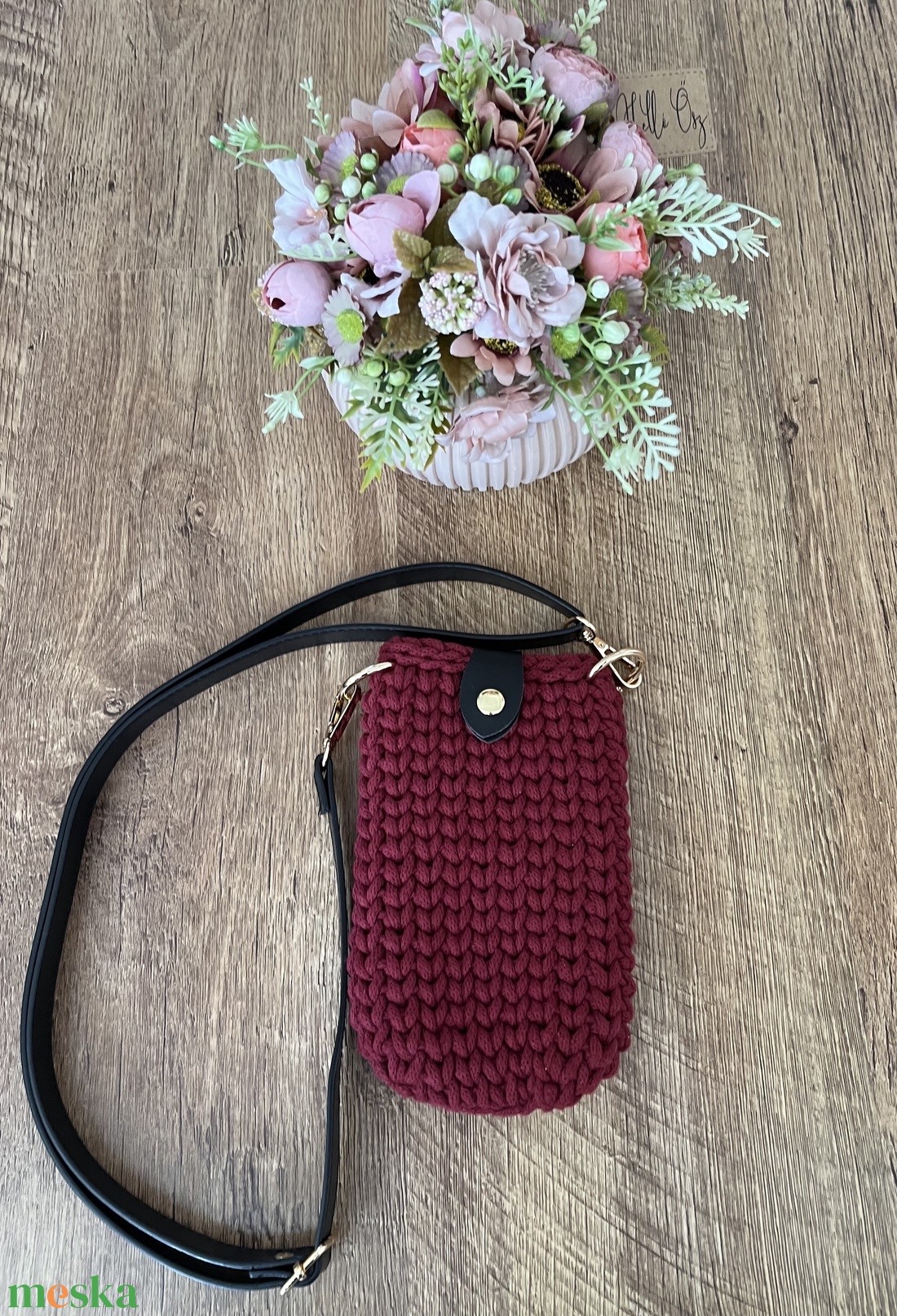 Horgolt mobil tartó táska - táska & tok - kézitáska & válltáska - vállon átvethető táska - Meska.hu