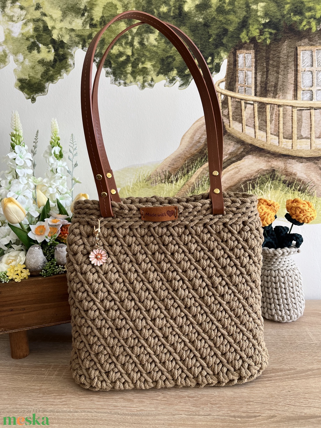 Horgolt válltáska cipzárral - táska & tok - kézitáska & válltáska - válltáska - Meska.hu