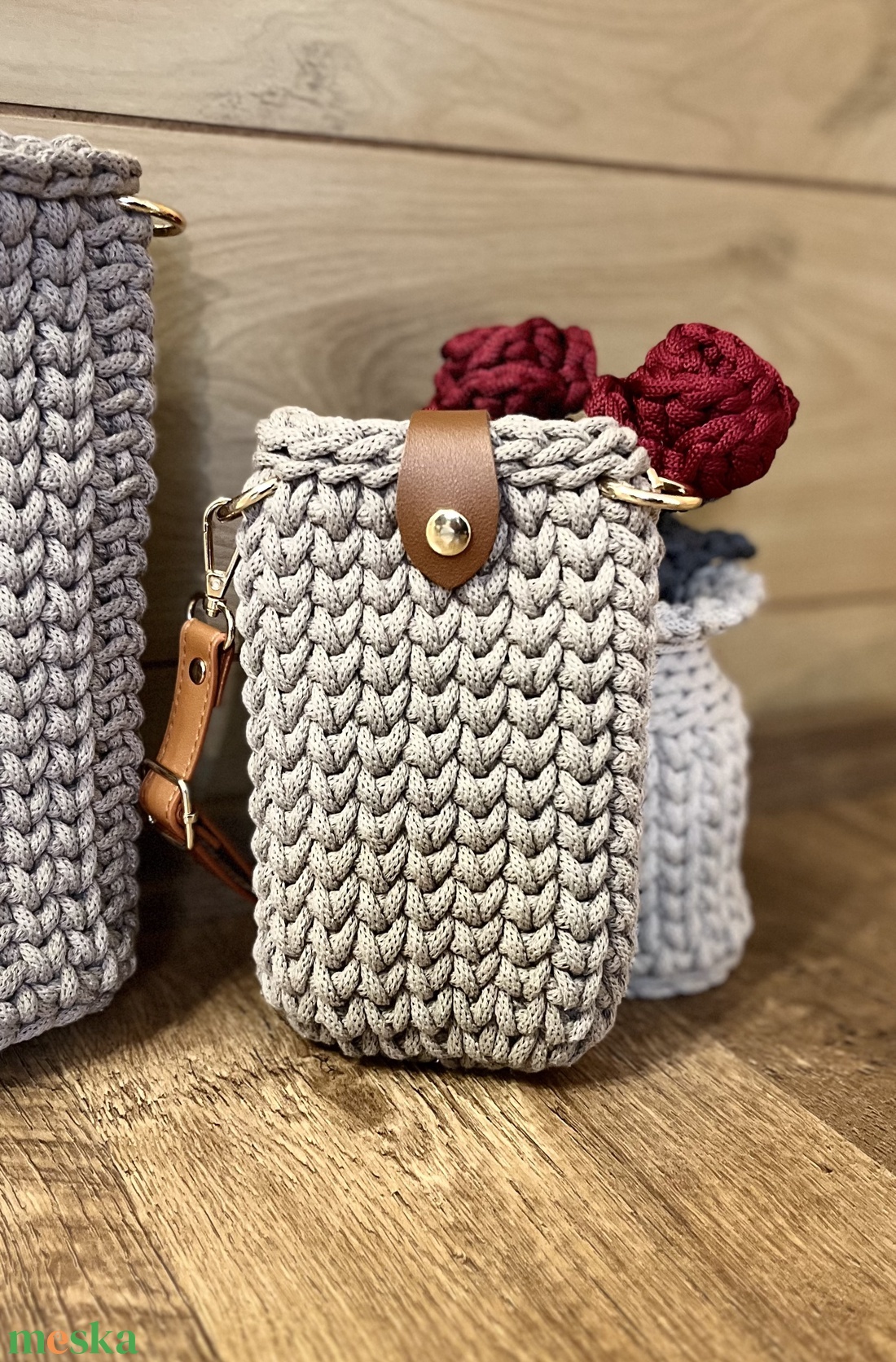 Horgolt � mobil tartó táska - táska & tok - kézitáska & válltáska - vállon átvethető táska - Meska.hu