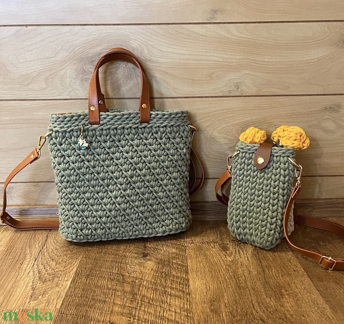 Horgolt � mobil tartó táska - táska & tok - kézitáska & válltáska - vállon átvethető táska - Meska.hu