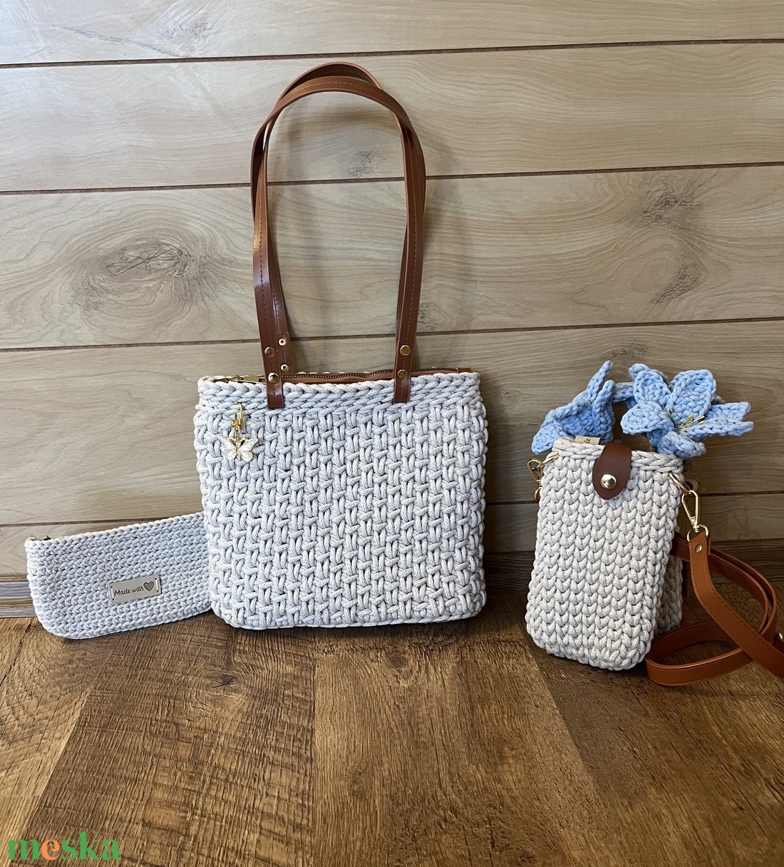Horgolt �mobil tartó táska - táska & tok - kézitáska & válltáska - vállon átvethető táska - Meska.hu